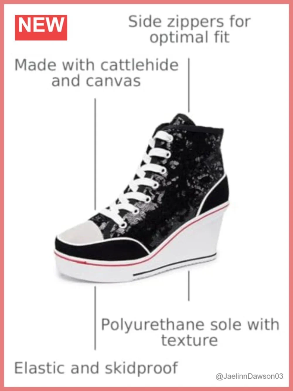Canvas High Top Wedge Sneakers with Zippers